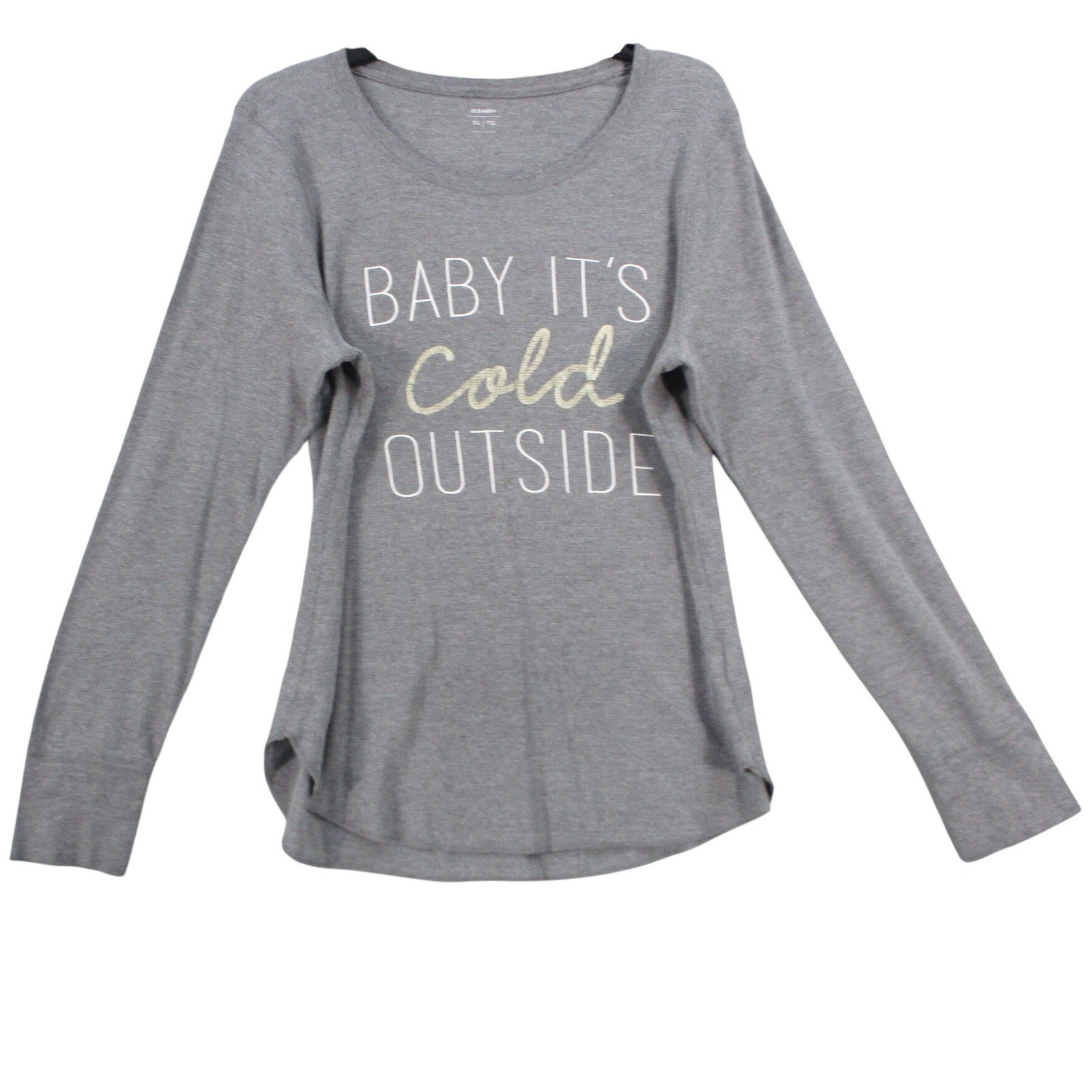 Old Navy Womens Xl Gray Baby Its Cold Outside Waffle Knit Thermal Long Sleeve